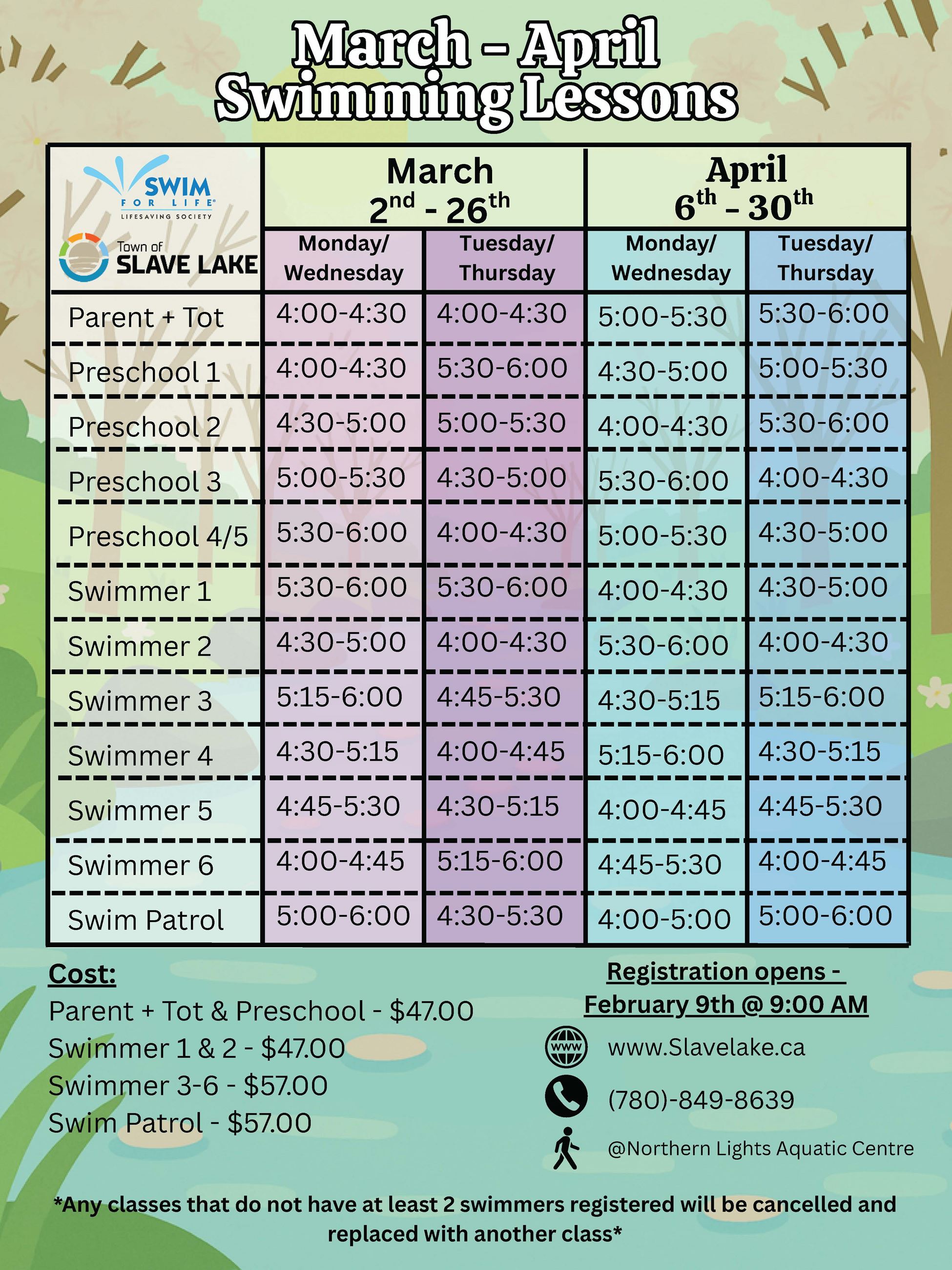 March - April Swimming Lessons 2026- Final